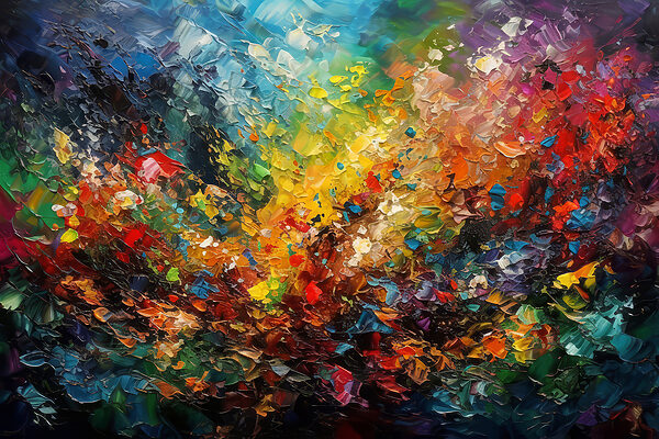 Een kleurrijk schilderij van vele kleuren Een kleurrijk schilderij van vele kleuren