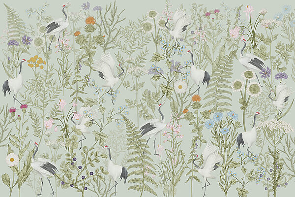 Een behang met vogels en planten Een behang met vogels en planten