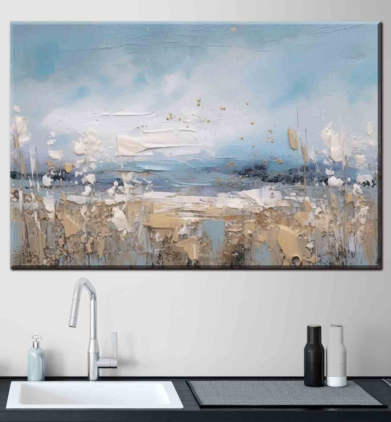 A painting of a beach A painting of a beach