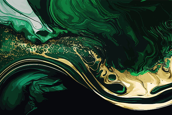 Emerald swirls met sprankelende accenten. Emerald swirls met sprankelende accenten.