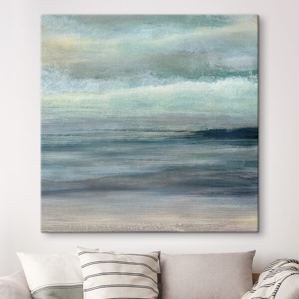 Een schilderij van een strand Een schilderij van een strand