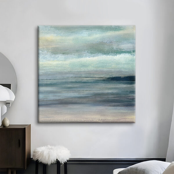 Een schilderij van een strand Een schilderij van een strand