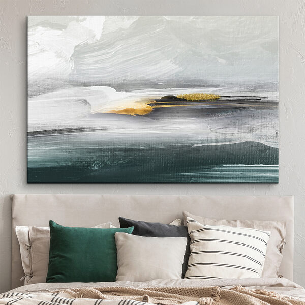 Een schilderij van een landschap Een schilderij van een landschap