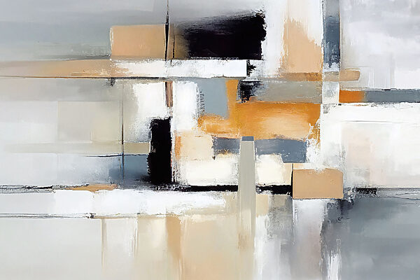 Een schilderij van een witte en zwarte abstracte kunst Een schilderij van een witte en zwarte abstracte kunst