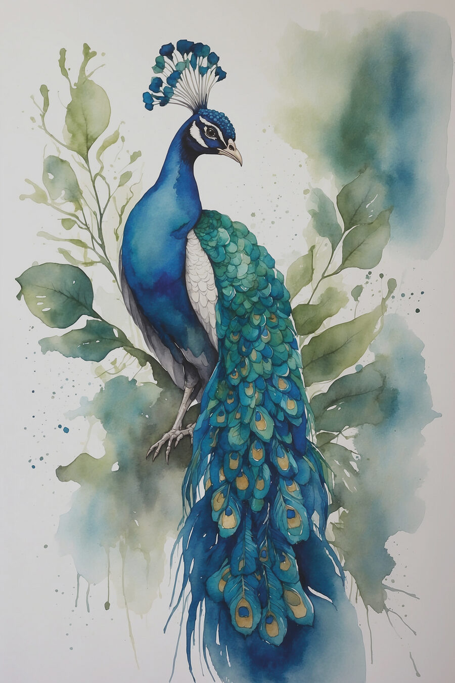 Een aquarel van een pauw