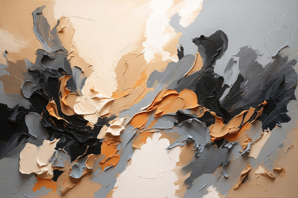 A close up of a painting