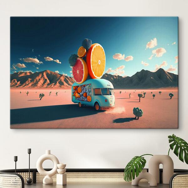 Een busje met fruit erop Een busje met fruit erop