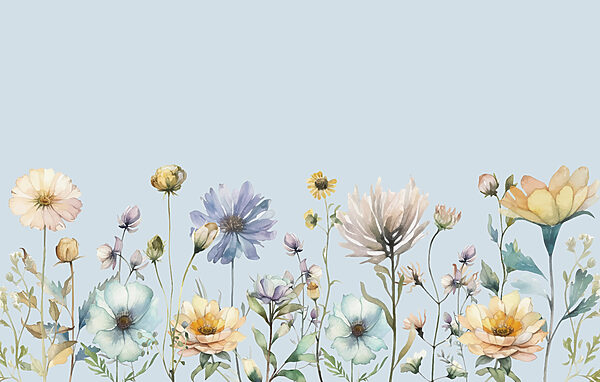 Een aquarelschilderij van bloemen Een aquarelschilderij van bloemen