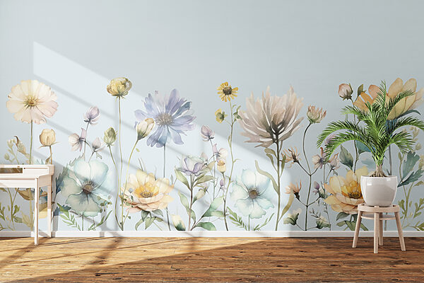 Een aquarelschilderij van bloemen Een aquarelschilderij van bloemen