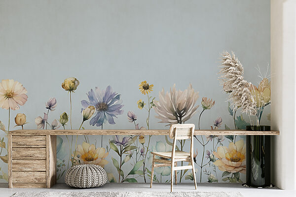 Een aquarelschilderij van bloemen Een aquarelschilderij van bloemen