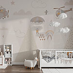 Fotobehang Een behang met bergen en vliegtuigen