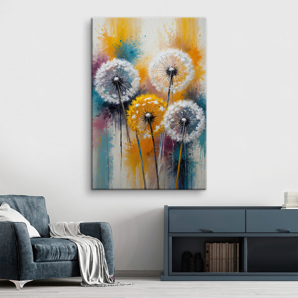 Een groep paardenbloemen met witte zaden Een groep paardenbloemen met witte zaden