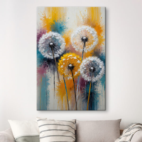 Een groep paardenbloemen met witte zaden Een groep paardenbloemen met witte zaden