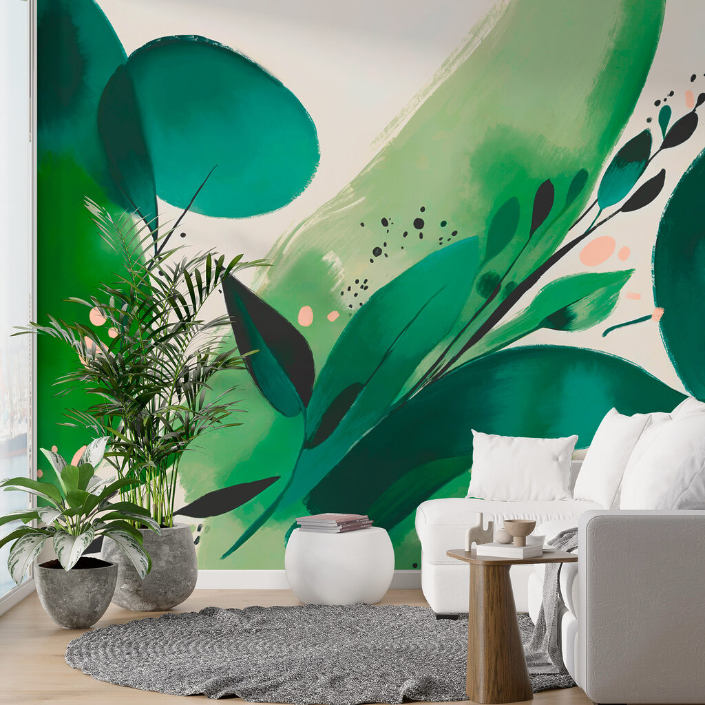 A painting of leaves and branches