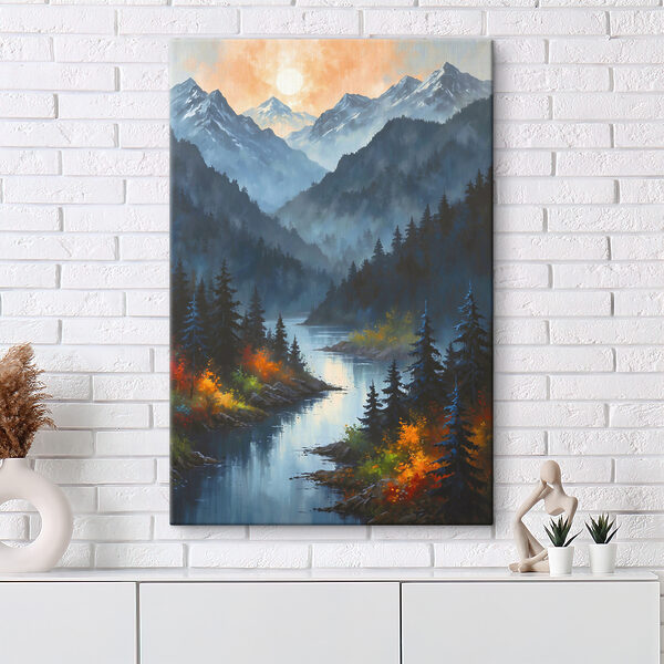 Een rivier die door een bergvallei stroomt Een rivier die door een bergvallei stroomt