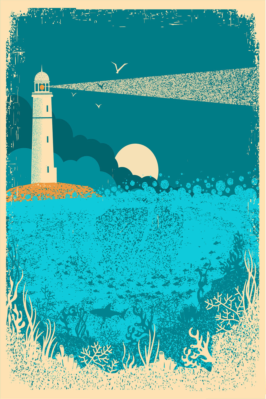 Een poster van een vuurtoren