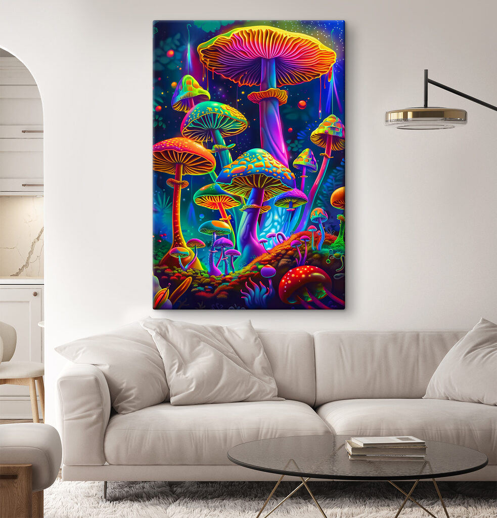 A colorful mushrooms in a forest