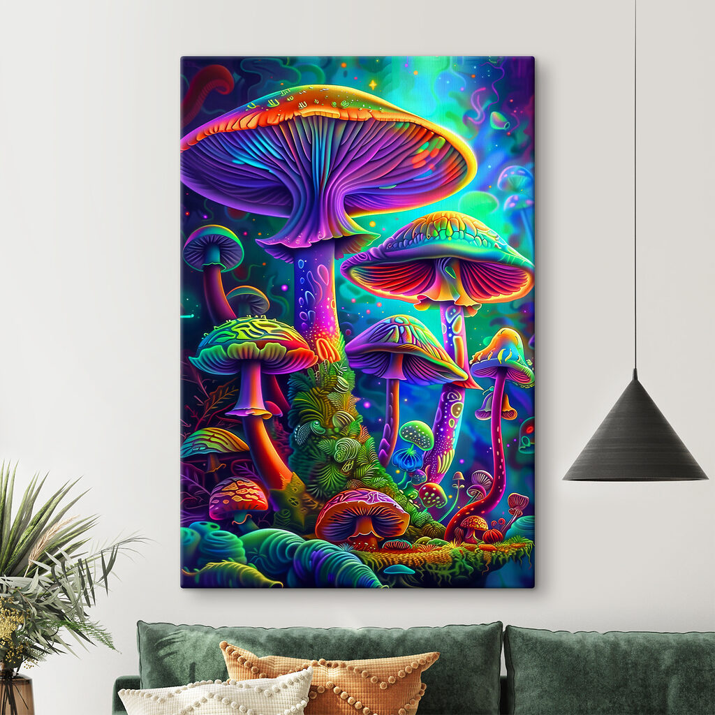 A group of colorful mushrooms A group of colorful mushrooms