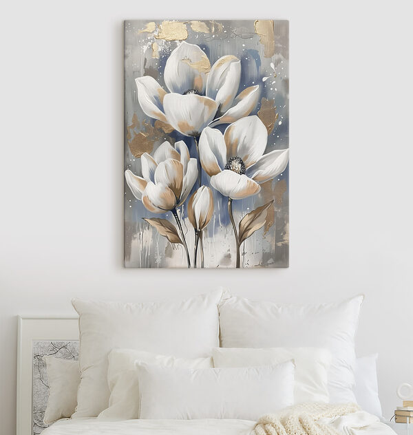 Een schilderij van witte bloemen Een schilderij van witte bloemen