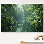 Canvas Schilderijen Een vogel in een rivier