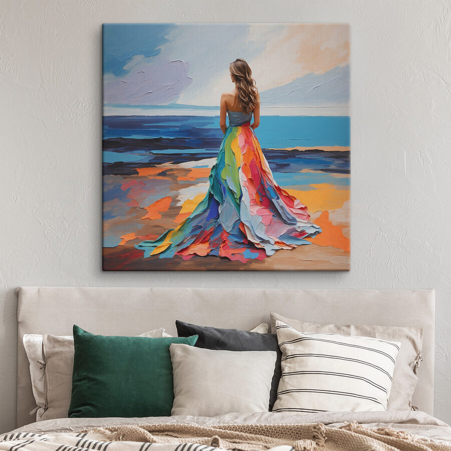 Canvas Schilderijen Een vrouw in een jurk