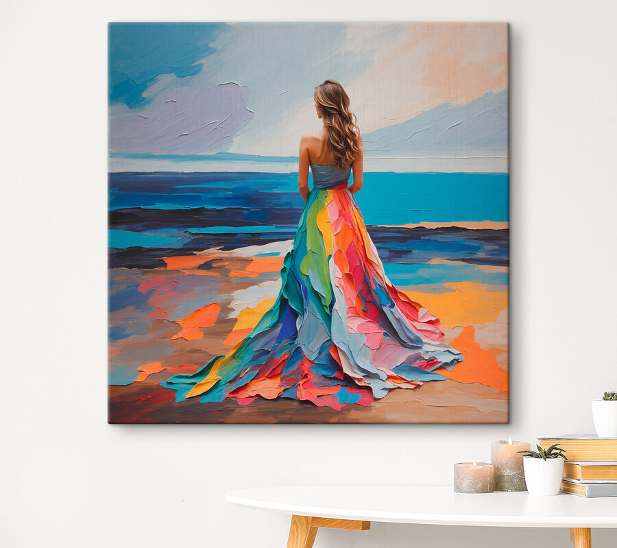 Canvas Schilderijen Een vrouw in een jurk - Afbeelding 2