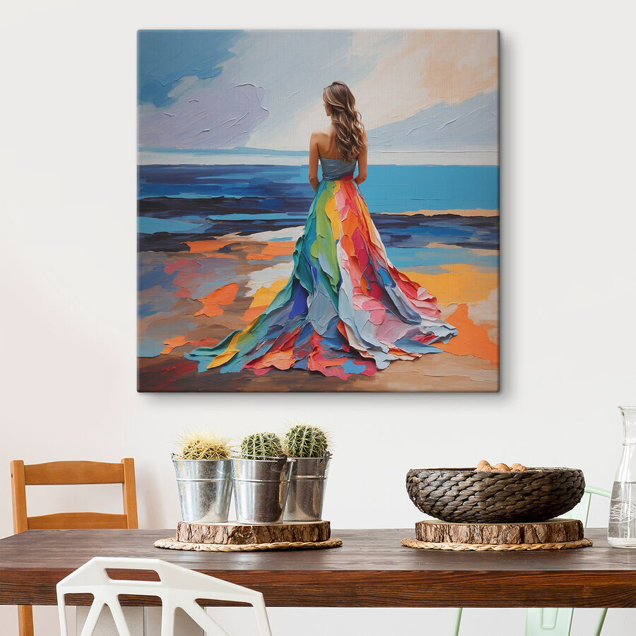 Canvas Schilderijen Een vrouw in een jurk - Afbeelding 3