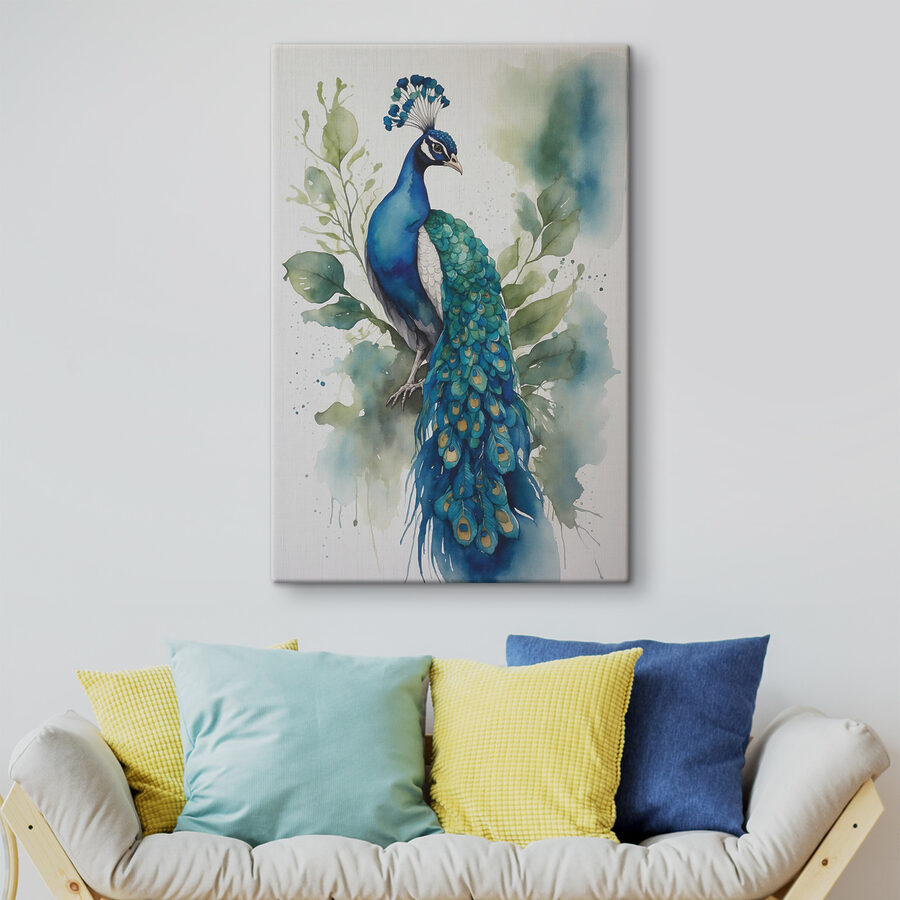 Een aquarel van een pauw