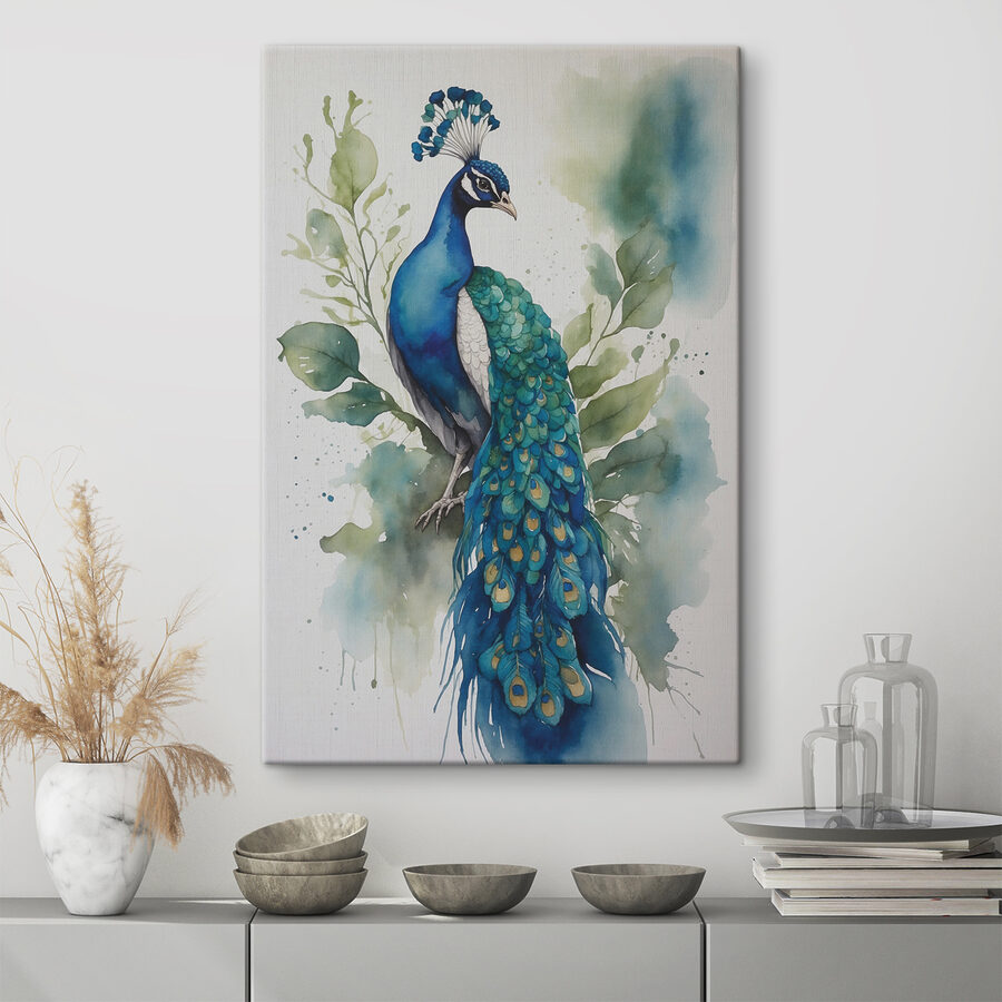 Een aquarel van een pauw