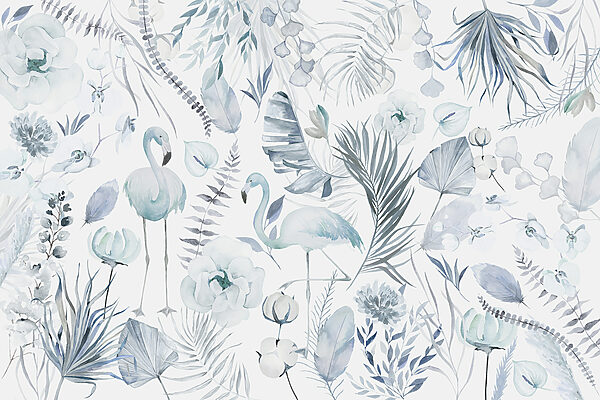 Een patroon van flamingo's en bloemen Een patroon van flamingo's en bloemen