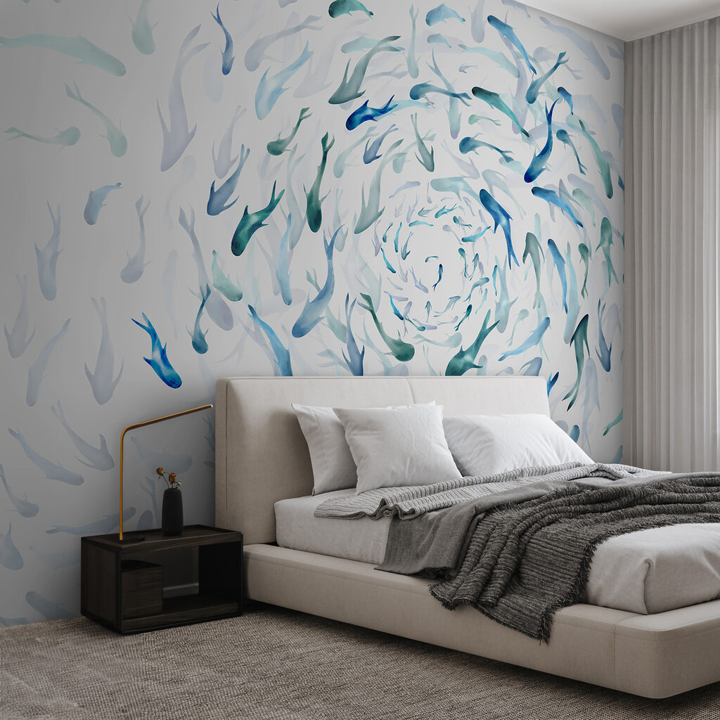 Een groep vissen zwemt in een spiraal w00510pib1ms 1024x1024 - Een groep vissen zwemt in een spiraal - tegory