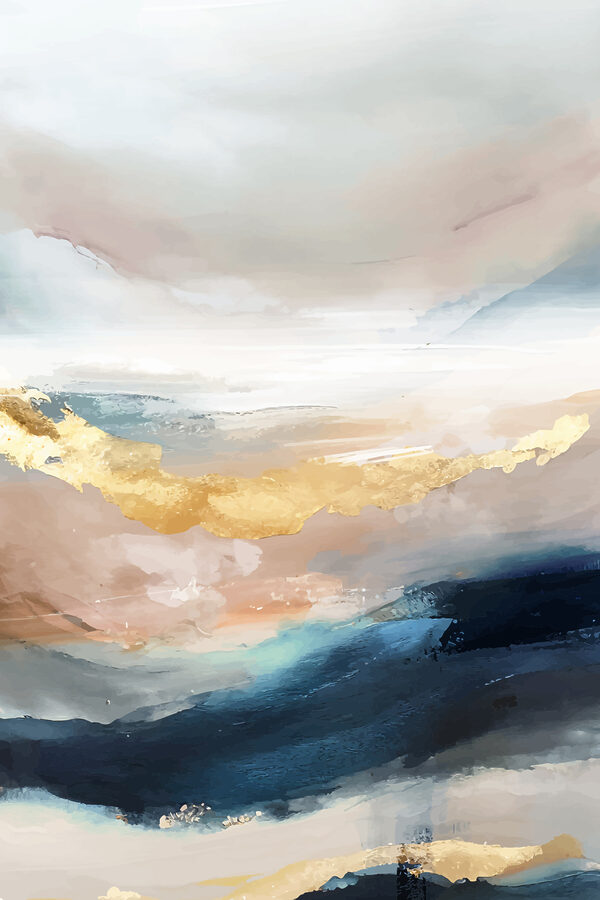 Een schilderij van een landschap Een schilderij van een landschap