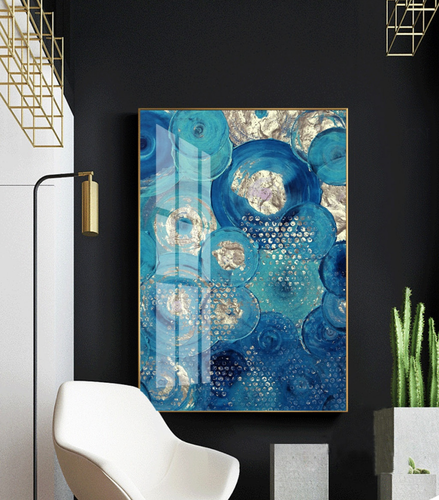 Levendige blauwe cirkelvormige patronen op het oppervlak s01035pig3 - Levendige blauwe cirkelvormige patronen op het oppervlak - tegory