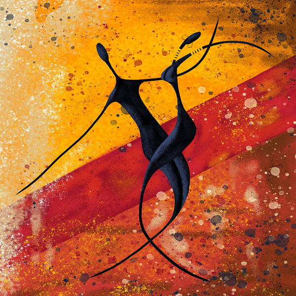 Een schilderij van dansende mensen Een schilderij van dansende mensen