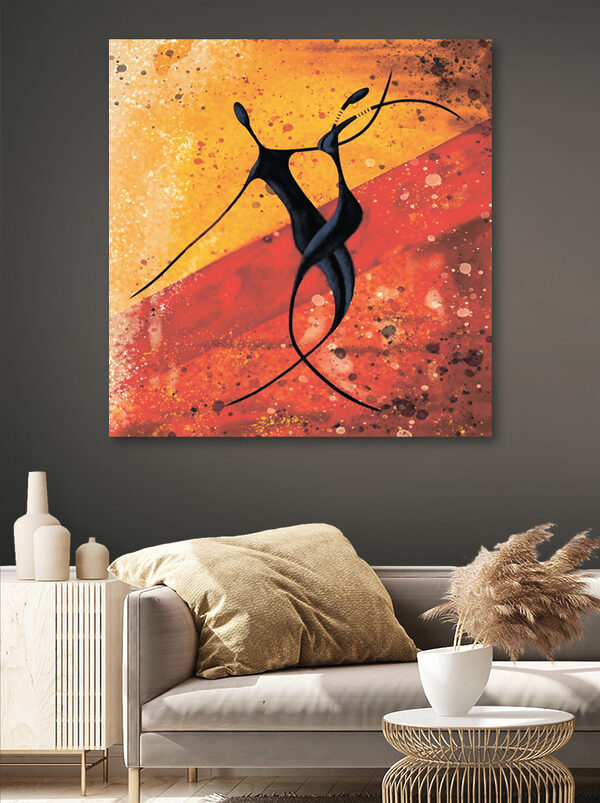 Een schilderij van dansende mensen Een schilderij van dansende mensen