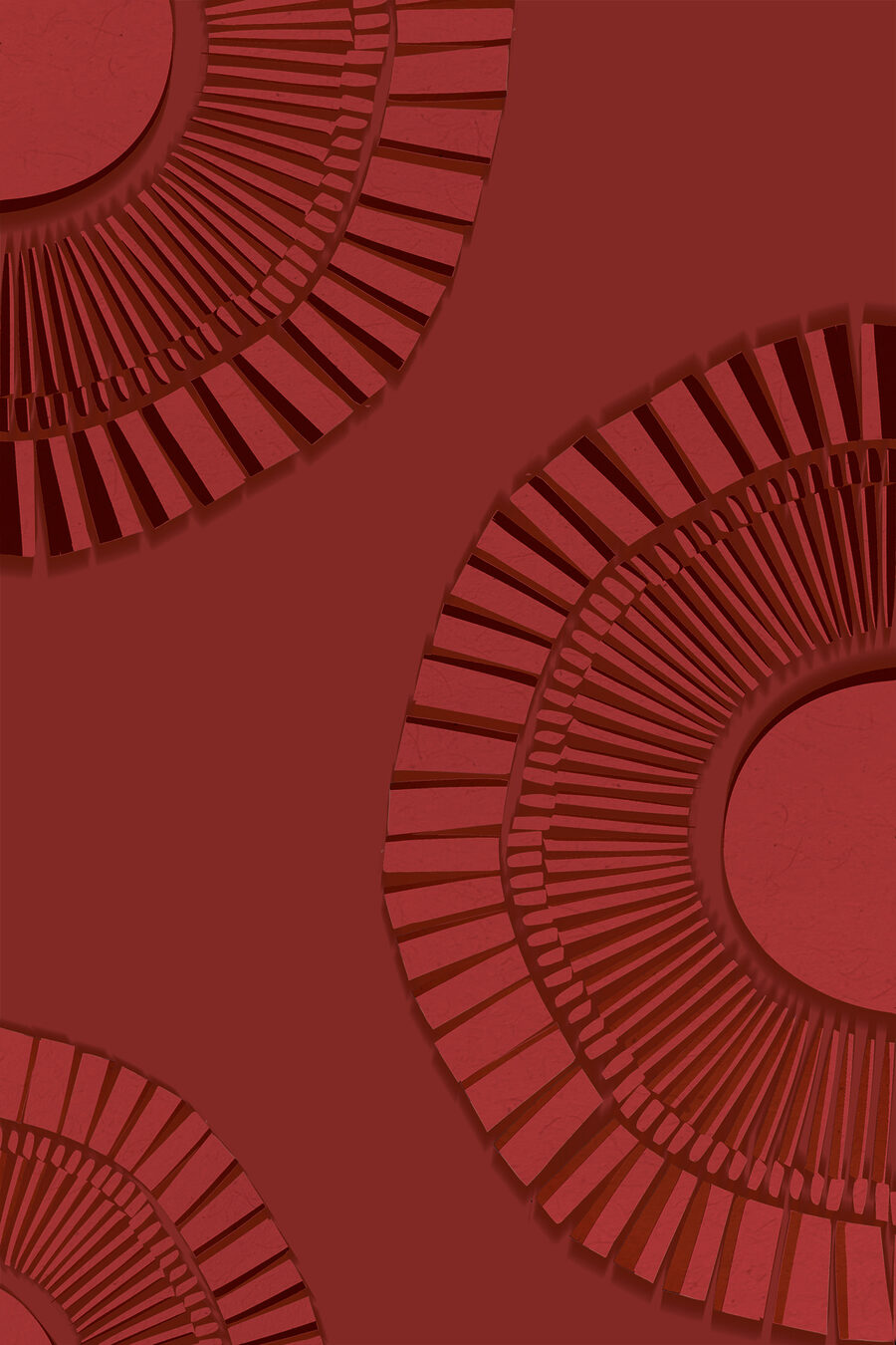 Een rood cirkelvormig ontwerp op een rode achtergrond