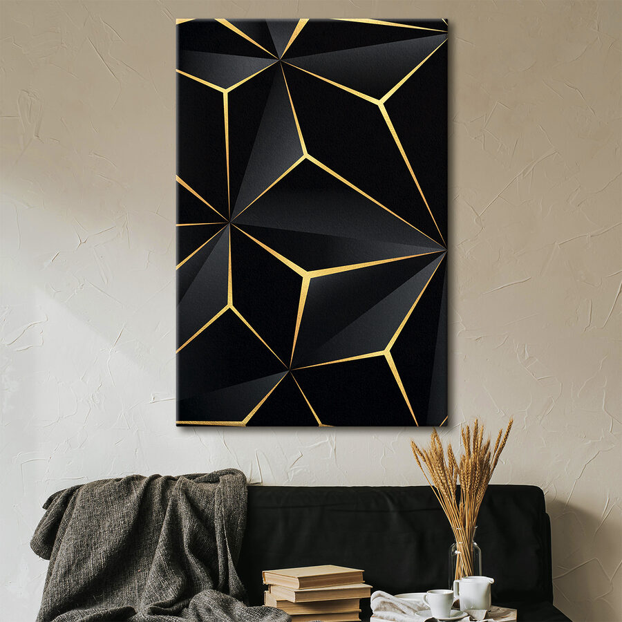 Elegant zwart geometrisch ontwerp met accenten