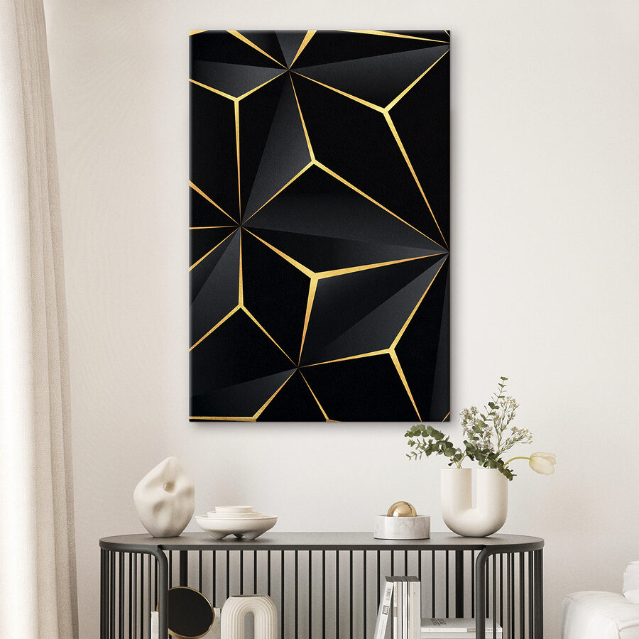 Elegant zwart geometrisch ontwerp met accenten