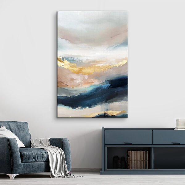 Een schilderij van een landschap Een schilderij van een landschap