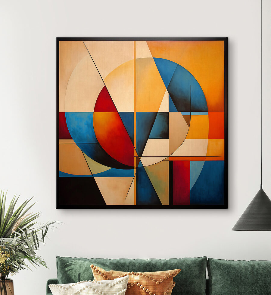 Een schilderij van een cirkel en een cirkel Een schilderij van een cirkel en een cirkel