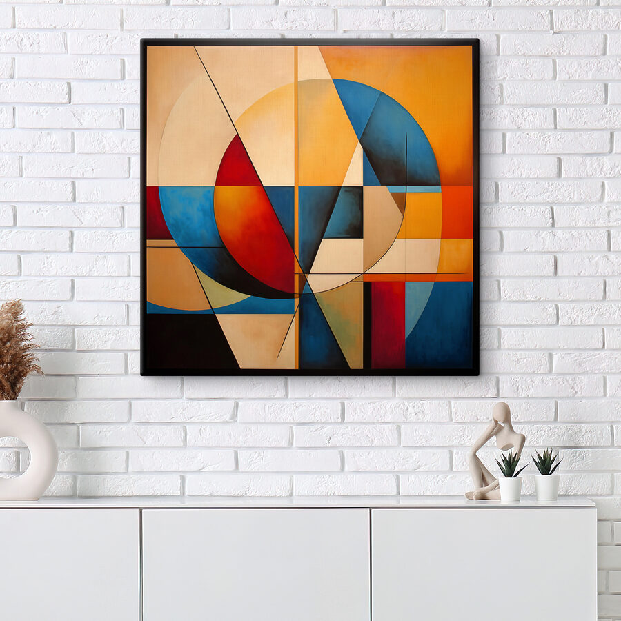 Een schilderij van een cirkel en een cirkel Een schilderij van een cirkel en een cirkel