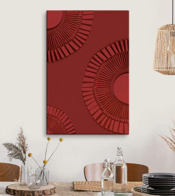 Een rood cirkelvormig ontwerp op een rode achtergrond Een rood cirkelvormig ontwerp op een rode achtergrond