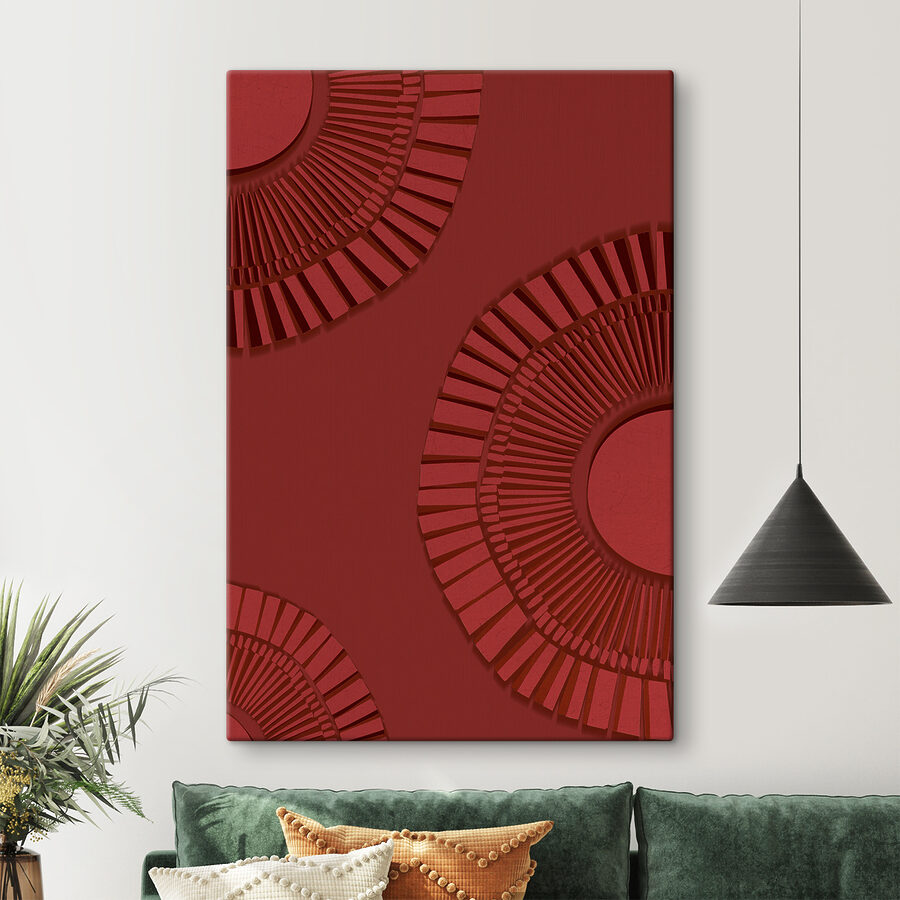 Een rood cirkelvormig ontwerp op een rode achtergrond