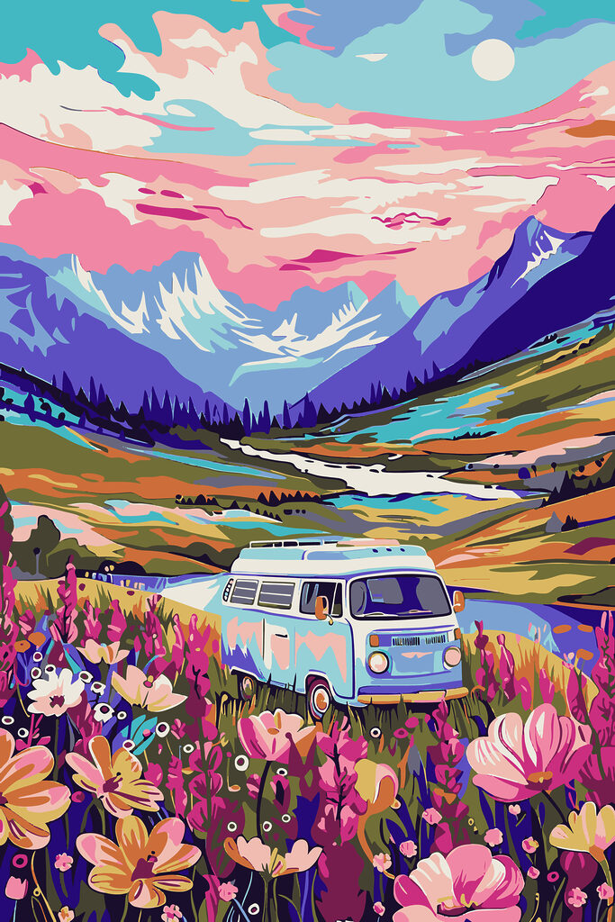 s38260p 683x1024 - Een busje rijdt door een bloemenveld - tegory