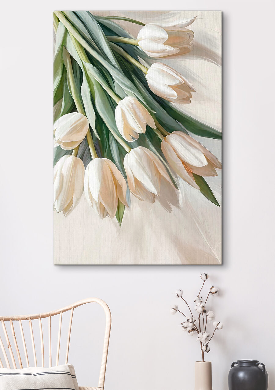 Een close-up van witte tulpen