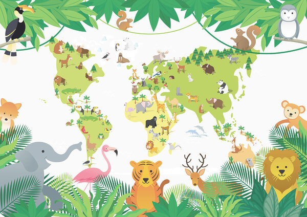 Een kaart van dieren en planten Een kaart van dieren en planten