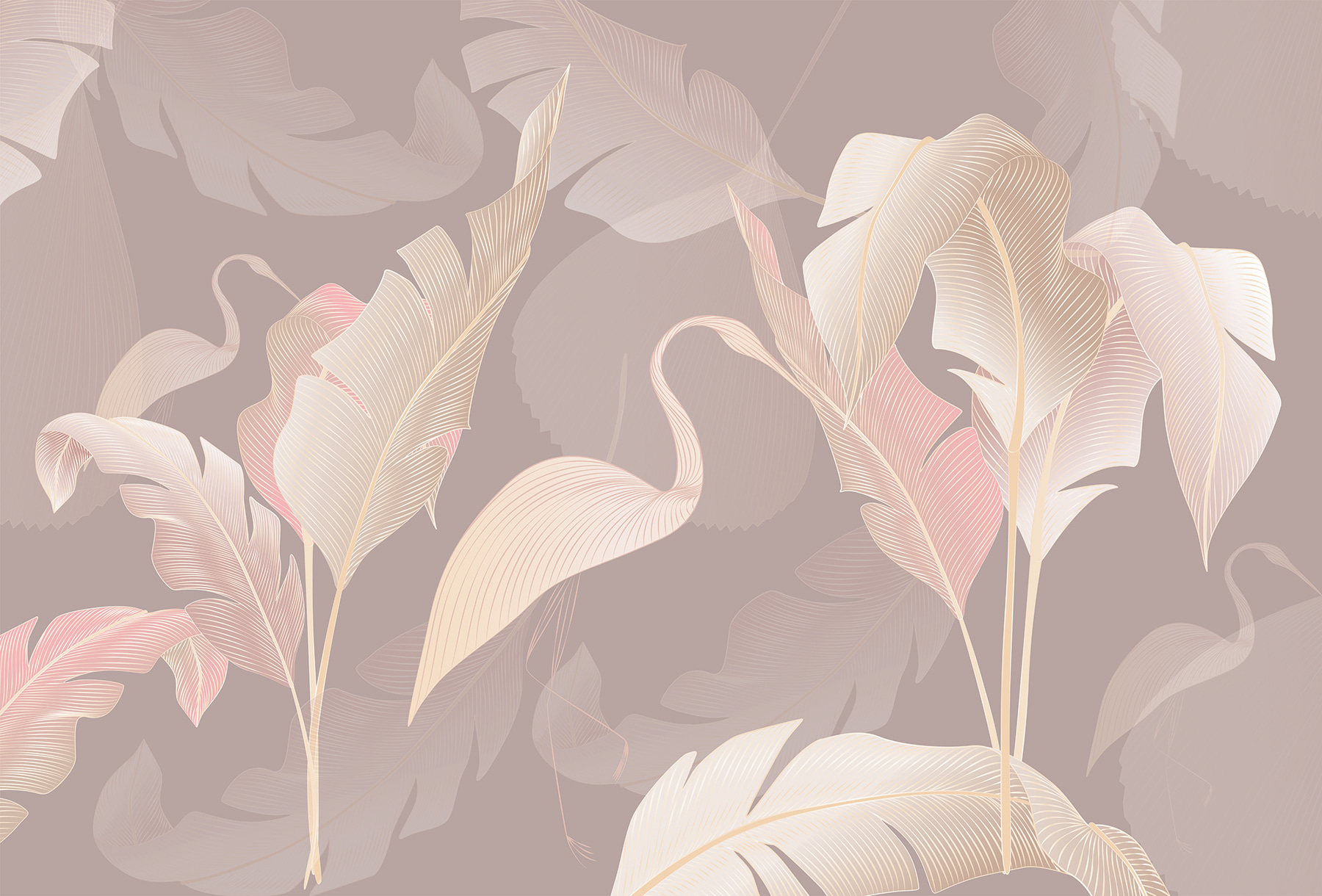A pattern of feathers on a grey background