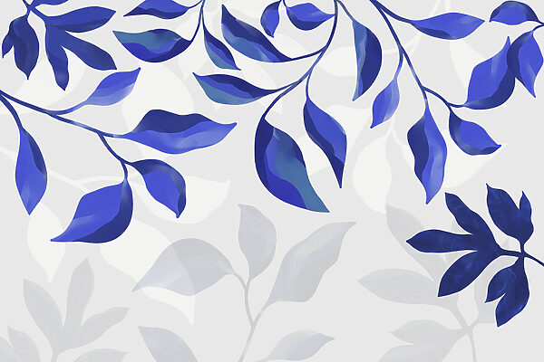 Blauwe bladeren op een witte achtergrond Blauwe bladeren op een witte achtergrond