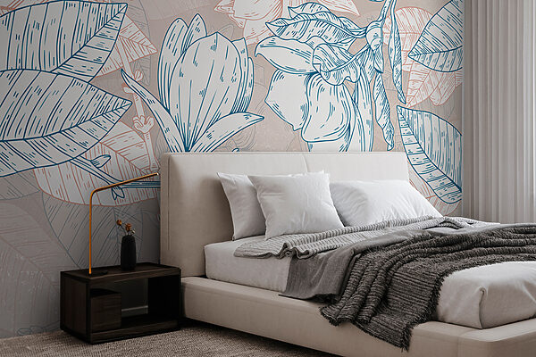 Een tekening van bloemen en bladeren Een tekening van bloemen en bladeren