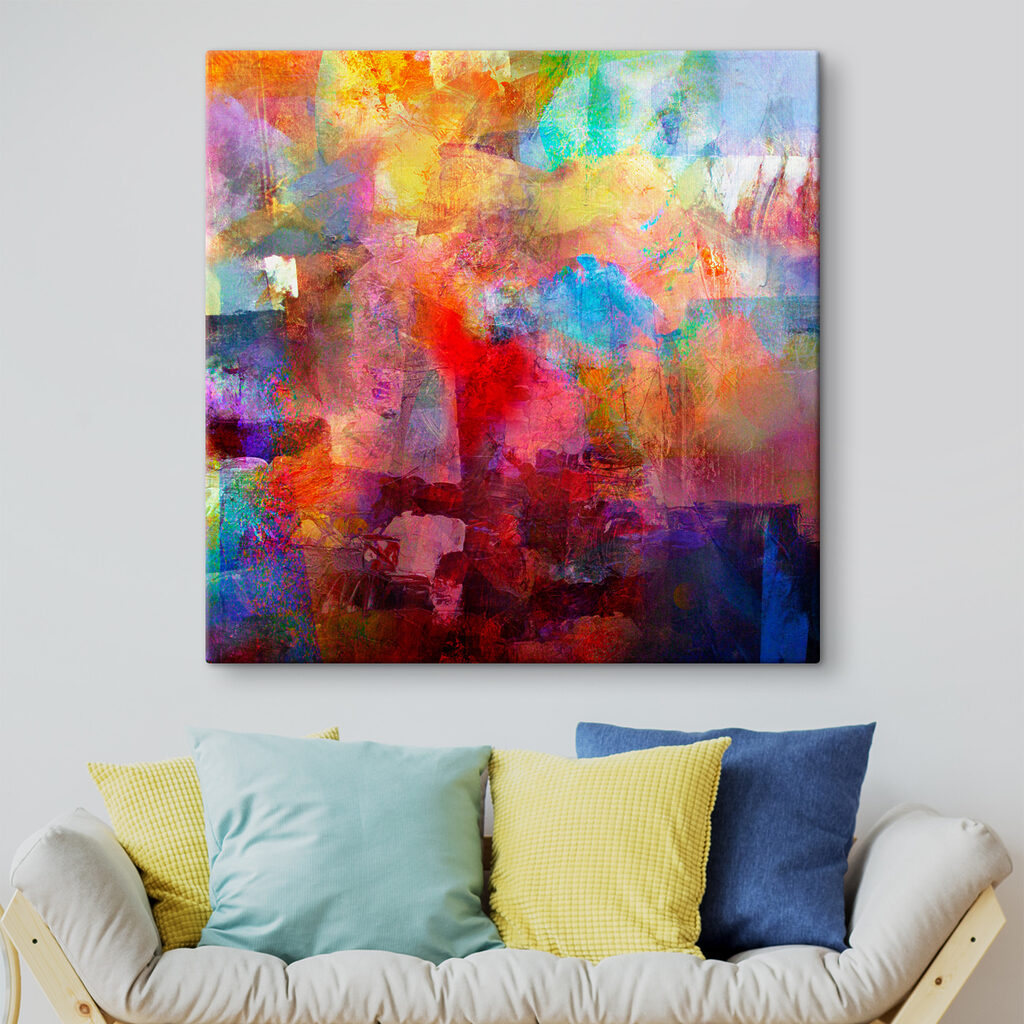 A colorful painting of a city A colorful painting of a city